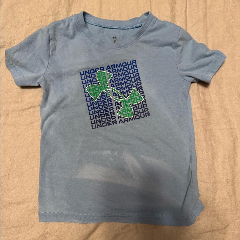 Under Armour Kids Light Blue Tee with Green Graphic